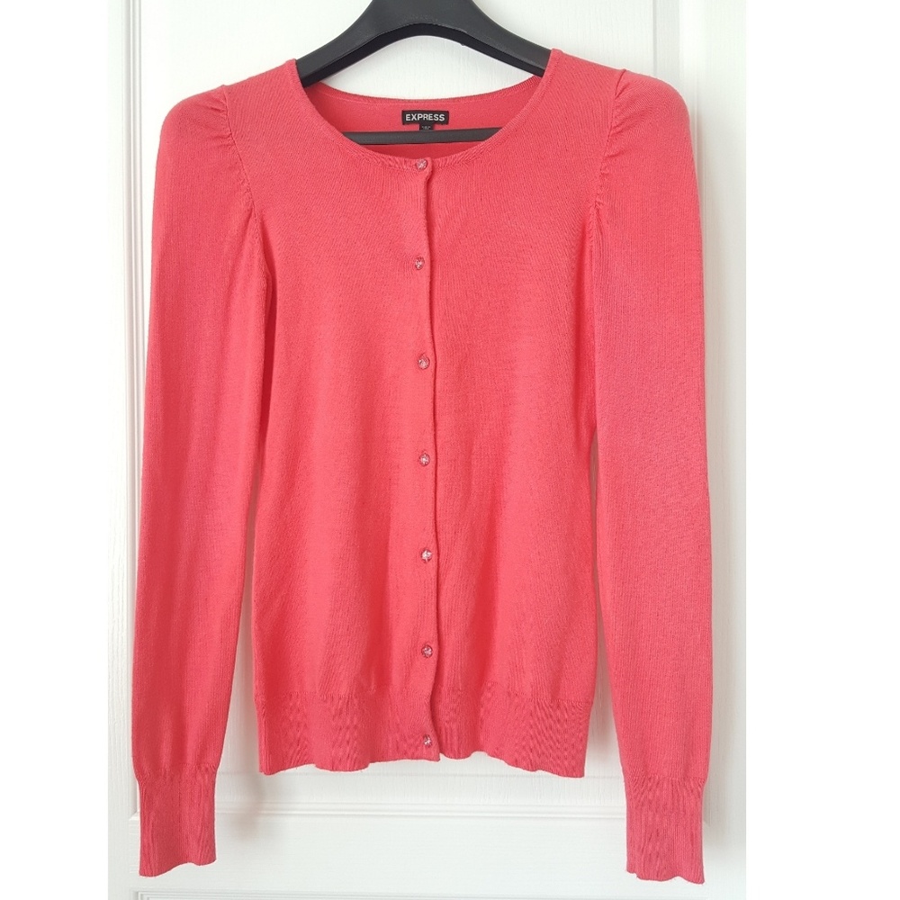 Express Pink Button-Up Cardigan Sweater XS